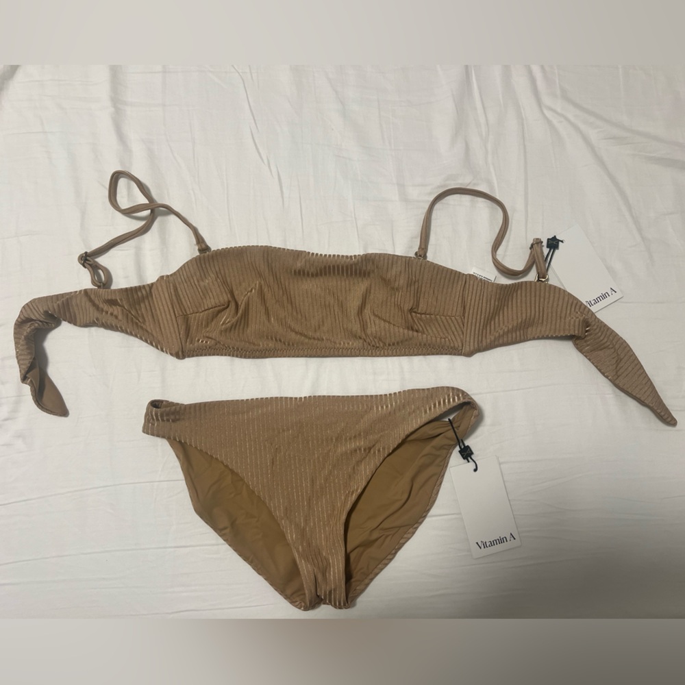 Vitamin A Gold/Tan ribbed Bikini Set